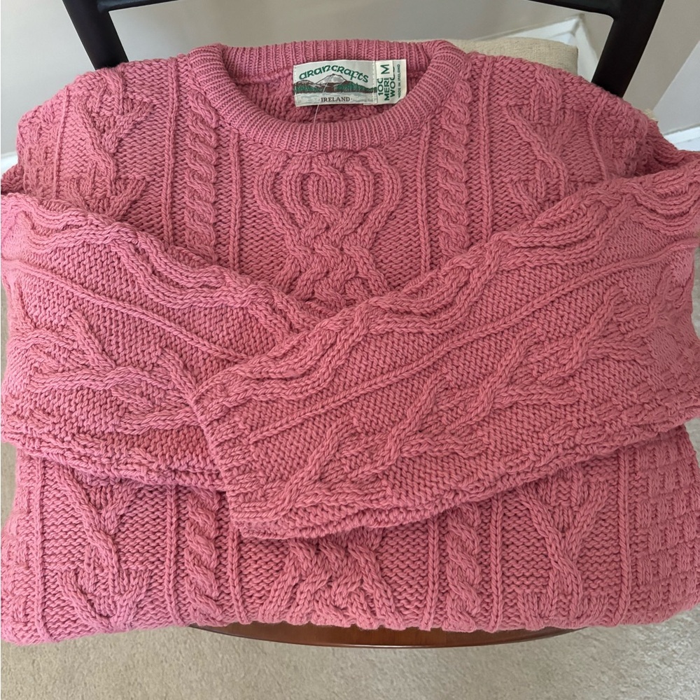 Aran Crafts Merino Wool Crew Neck Irish Sweater NWT